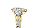 Yellow gold Pear Cut Three-Stone Diamond Pave Band with Prong Setting_96