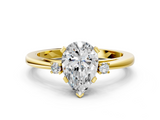 Yellow gold Pear Cut Three-Stone Solitaire Ring with Round Accent Diamonds and Four-Prong Setting_32