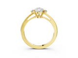 Yellow gold Pear Cut Three-Stone Solitaire Ring with Round Accent Diamonds and Four-Prong Setting_35