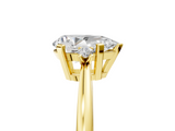 Yellow gold Pear Cut Three-Stone Solitaire Ring with Round Accent Diamonds and Four-Prong Setting_37