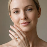 Yellow gold Pear Cut Three-Stone Solitaire Ring with Round Accent Diamonds and Four-Prong Setting_50