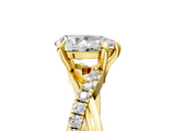 Yellow gold Pear Cut Twist Band Solitaire Diamond Ring with Pavé Setting_20