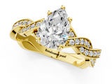 Yellow gold Pear Cut Twisted Pavé Band Solitaire Ring with Four-Prong Setting_117