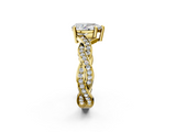 Yellow gold Pear Cut Twisted Pavé Band Solitaire Ring with Four-Prong Setting_118