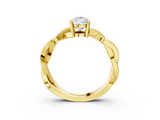 Yellow gold Pear Cut Twisted Pavé Band Solitaire Ring with Four-Prong Setting_119