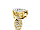 Yellow gold Pear Cut Twisted Pavé Band Solitaire Ring with Four-Prong Setting_121