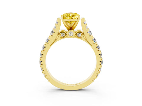 Yellow gold Pear Cut Yellow Sapphire Classic Solitaire Ring with Pavé Band and Four-Prong Setting_15