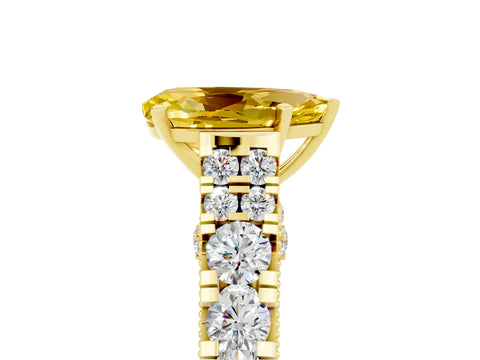 Yellow gold Pear Cut Yellow Sapphire Classic Solitaire Ring with Pavé Band and Four-Prong Setting_17