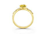 Yellow gold Pear Cut Yellow Sapphire Cluster Side Stone Solitaire Ring with Prong Setting_51