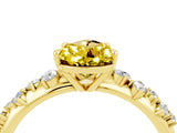 Yellow gold Pear Cut Yellow Sapphire Cluster Side Stone Solitaire Ring with Prong Setting_52