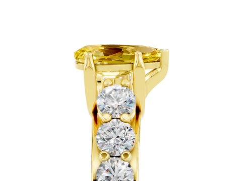 Yellow gold Pear Cut Yellow Sapphire Engagement Ring with Pavé Band and Four-Prong Setting_5