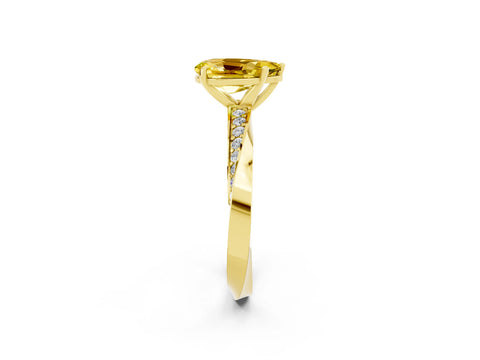Yellow gold Pear Cut Yellow Sapphire Engagement Ring with Side Stone Accents and Four-Prong Setting_53