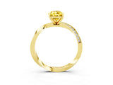 Yellow gold Pear Cut Yellow Sapphire Engagement Ring with Side Stone Accents and Four-Prong Setting_63