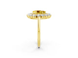 Yellow gold Pear Cut Yellow Sapphire Floral Double Halo Engagement Ring with Prong Setting_51