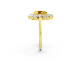 Yellow gold Pear Cut Yellow Sapphire Floral Double Halo Engagement Ring with Prong Setting_75