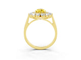 Yellow gold Pear Cut Yellow Sapphire Floral Double Halo Engagement Ring with Prong Setting_76