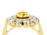Yellow gold Pear Cut Yellow Sapphire Floral Double Halo Engagement Ring with Prong Setting_77