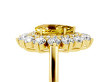 Yellow gold Pear Cut Yellow Sapphire Floral Double Halo Engagement Ring with Prong Setting_78
