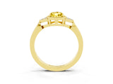 Yellow gold Pear Cut Yellow Sapphire Halo Ring with Tapered Band and Four-Prong Setting_3
