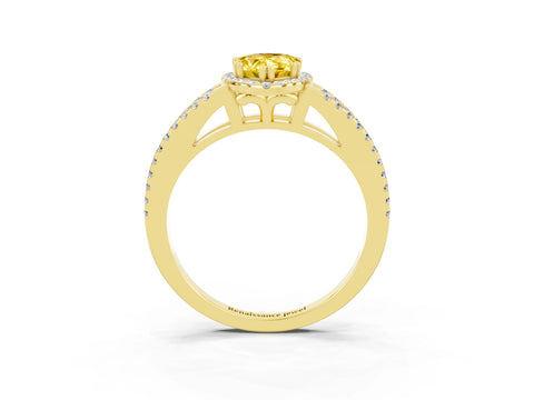 Yellow gold Pear Cut Yellow Sapphire Halo Split Shank Engagement Ring_15