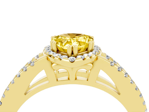 Yellow gold Pear Cut Yellow Sapphire Halo Split Shank Engagement Ring_16