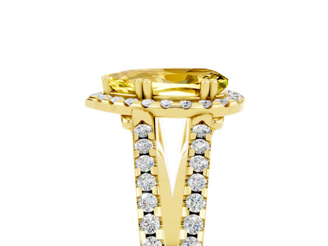 Yellow gold Pear Cut Yellow Sapphire Halo Split Shank Engagement Ring_17