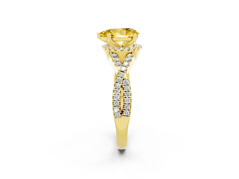 Yellow gold Pear Cut Yellow Sapphire Halo Twist Band Solitaire Prong Setting Ring_26
