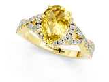 Yellow gold Pear Cut Yellow Sapphire  Halo Twist Band Solitaire Prong Setting Ring_37