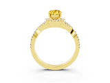 Yellow gold Pear Cut Yellow Sapphire  Halo Twist Band Solitaire Prong Setting Ring_39
