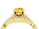 Yellow gold Pear Cut Yellow Sapphire  Halo Twist Band Solitaire Prong Setting Ring_40