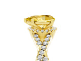 Yellow gold Pear Cut Yellow Sapphire  Halo Twist Band Solitaire Prong Setting Ring_41