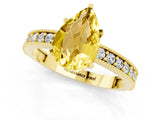 Yellow gold Pear Cut Yellow Sapphire Milgrain Pavé Engagement Ring with Four-Prong Setting_25