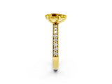 Yellow gold Pear Cut Yellow Sapphire Milgrain Pavé Engagement Ring with Four-Prong Setting_26