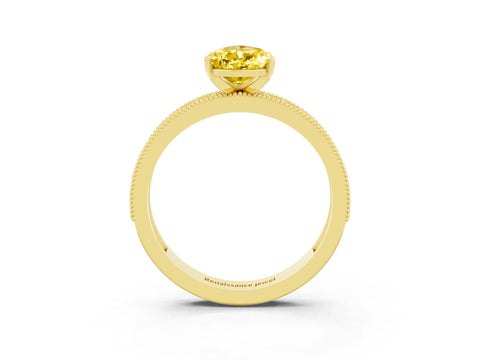 Yellow gold Pear Cut Yellow Sapphire Milgrain Pavé Engagement Ring with Four-Prong Setting_27