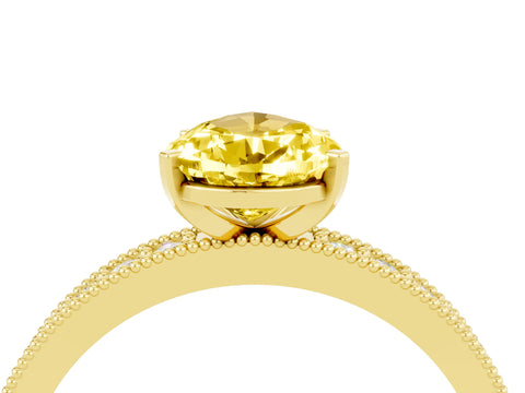 Yellow gold Pear Cut Yellow Sapphire Milgrain Pavé Engagement Ring with Four-Prong Setting_28