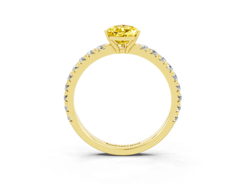 Yellow gold Pear Cut Yellow Sapphire Pavé Solitaire Engagement Ring with Four-Prong Setting_15