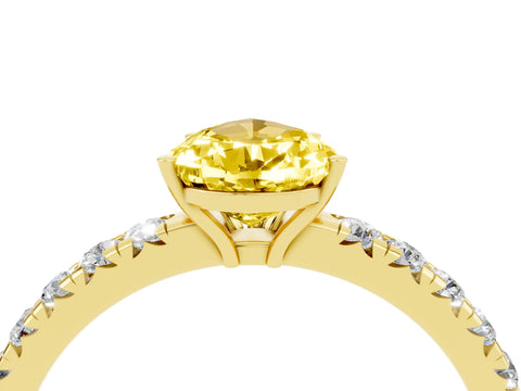Yellow gold Pear Cut Yellow Sapphire Pavé Solitaire Engagement Ring with Four-Prong Setting_16