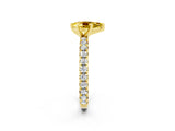 Yellow gold Pear Cut Yellow Sapphire Pavé Solitaire Ring with Round Band and Prong Setting_14