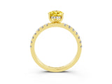 Yellow gold Pear Cut Yellow Sapphire Pave Band Solitaire Ring with Four-Prong Setting_63