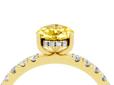 Yellow gold Pear Cut Yellow Sapphire Pave Band Solitaire Ring with Four-Prong Setting_64