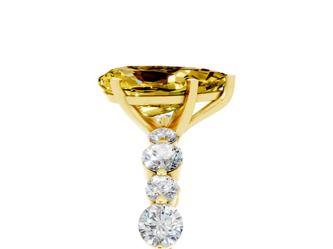 Yellow gold Pear Cut Yellow Sapphire Prong Set Engagement Ring with Pavé Band_17