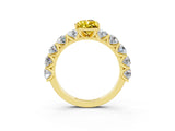 Yellow gold Pear Cut Yellow Sapphire Prong Setting with Side Stones on a Pave Band_27