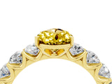 Yellow gold Pear Cut Yellow Sapphire Prong Setting with Side Stones on a Pave Band_28