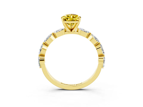 Yellow gold Pear Cut Yellow Sapphire Ring with Marquise Side Stones and Prong Setting_15