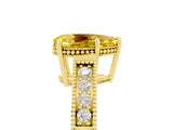 Yellow gold Pear Cut Yellow Sapphire Ring with Milgrain Pavé Band and Four-Prong Setting_41