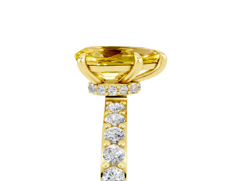 Yellow gold Pear Cut Yellow Sapphire Ring with Pavé Band and Four-Prong Setting_29