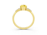 Yellow gold Pear Cut Yellow Sapphire Ring with Side Stones and Four-Prong Setting_63