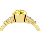 Yellow gold Pear Cut Yellow Sapphire Ring with Side Stones and Four-Prong Setting_64