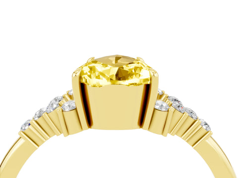 Yellow gold Pear Cut Yellow Sapphire Ring with Side Stones and Four-Prong Setting_64