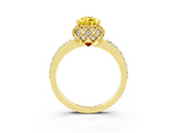 Yellow gold Pear Cut Yellow Sapphire Scalloped Halo Engagement Ring with Round Shared Prong Band_27